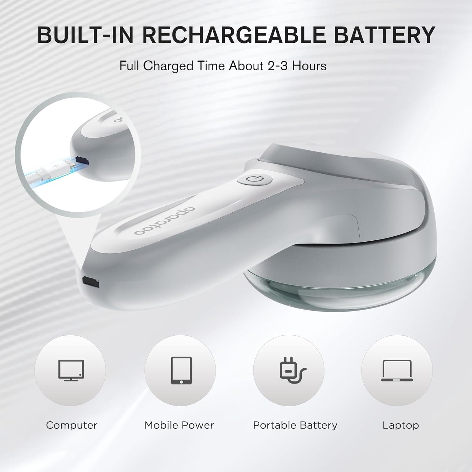 Aparat Electric de Indepartat Scamele Aparatoo, Reincarcabil USB, pentru Haine, Gri