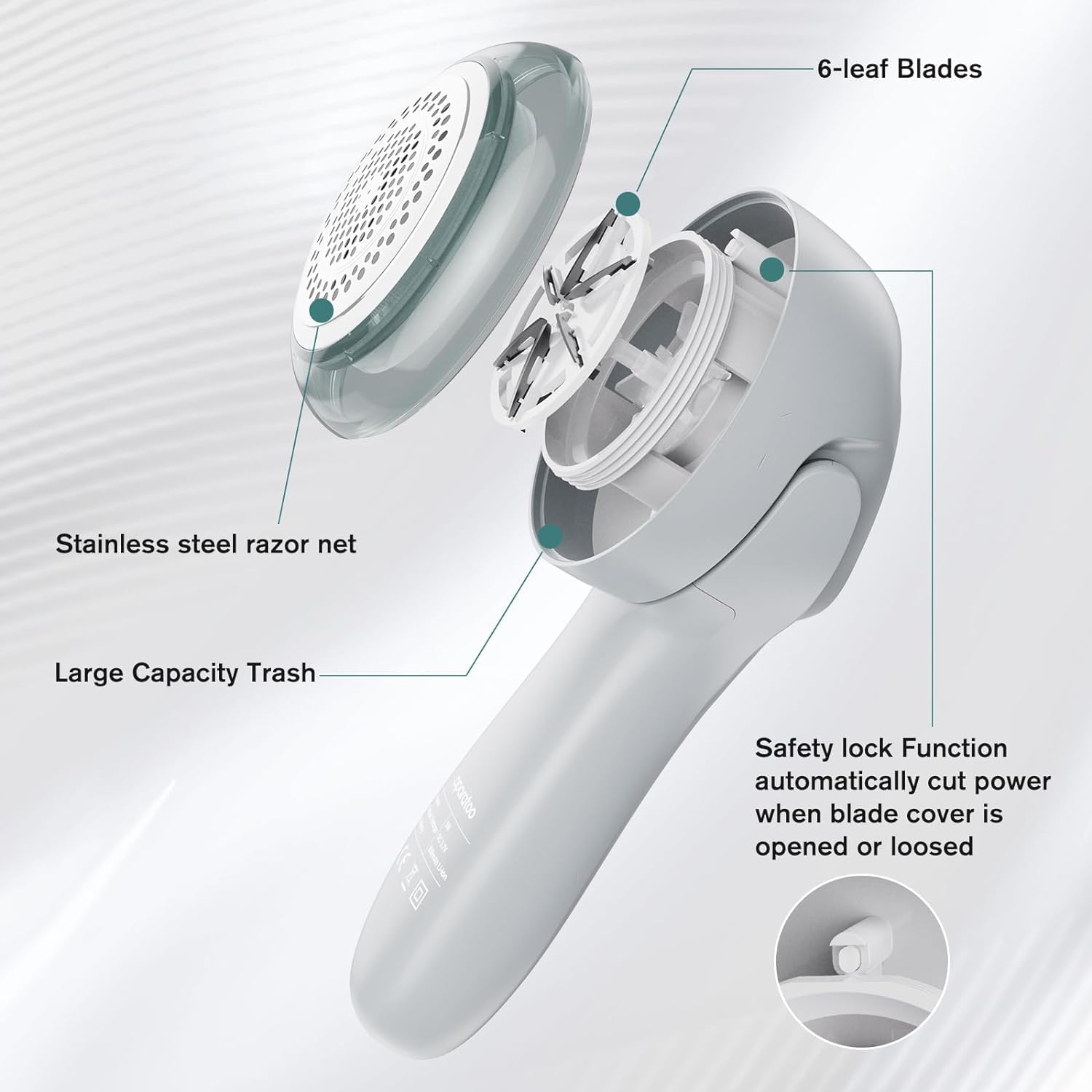 Aparat Electric de Indepartat Scamele Aparatoo, Reincarcabil USB, pentru Haine, Gri
