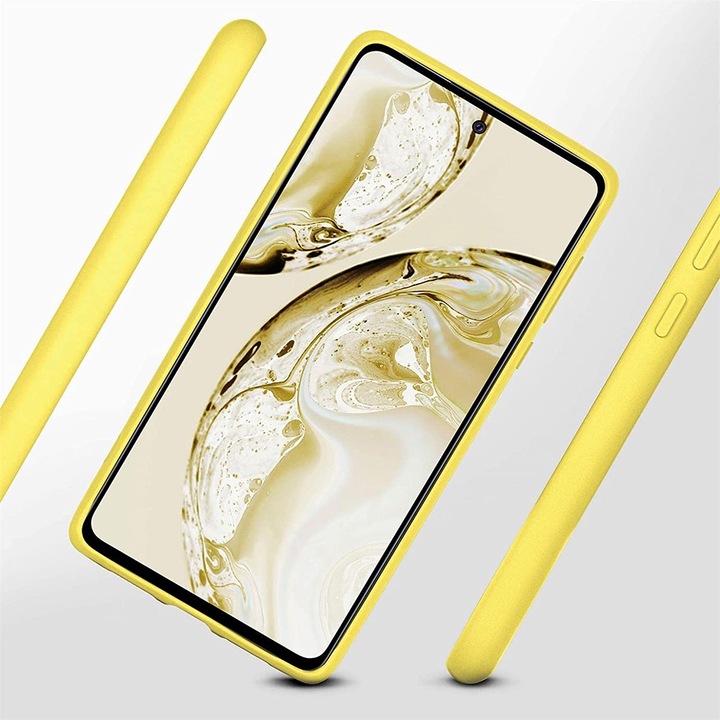 Силиконов калъф Jelly, съвместим с Samsung Galaxy A54, вътрешност от микрофибър, прецизни изрези, гъвкав, жълт