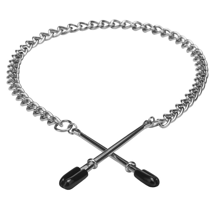 Cleme Pentru Sfarcuri Steamy Shades, Fosforescent, - varfuri acoperite cu cauciuc, lant metalic pentru stimulare suplimentara si jocuri in cuplu