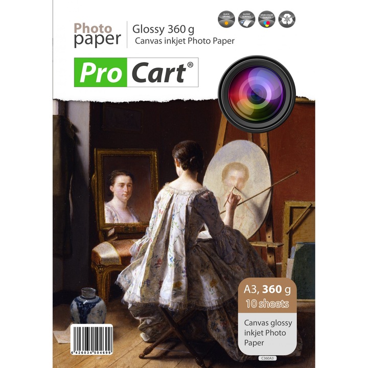 Hartie foto canvas Glossy format A3, 360g, top 10 coli