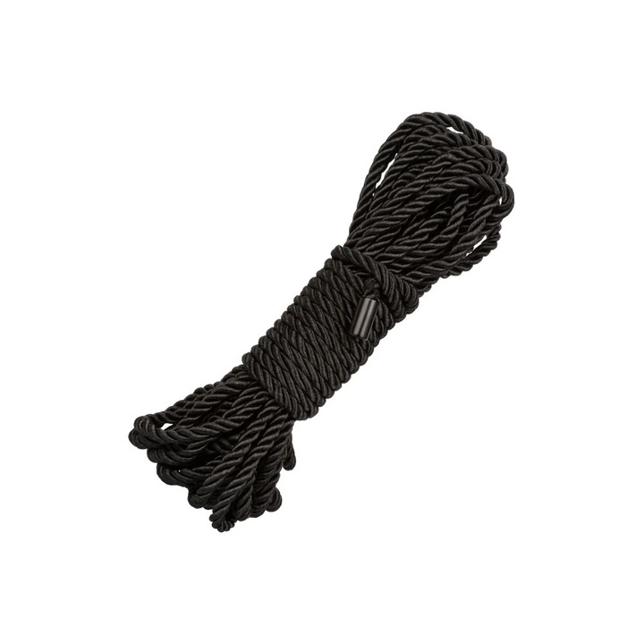 Sfoara bondage California Exotics Boundless, Negru 10 m - material sigur pentru piele, durabil si confortabil - ideal pentru jocuri BDSM in cuplu care exploreaza arta imobilizarii - design versatil si multifunctional