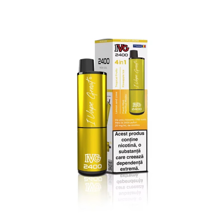 Tigara electronica IVG 2400 Editie 4 in 1 multi aroma yellow edition, 2400 pufuri