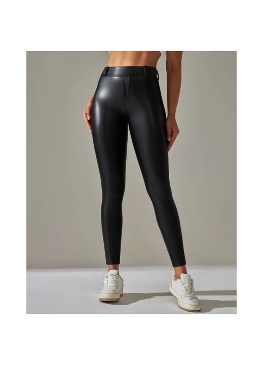 Colanti vatuiti din piele ecologica Kenna cu buzunare, Negru