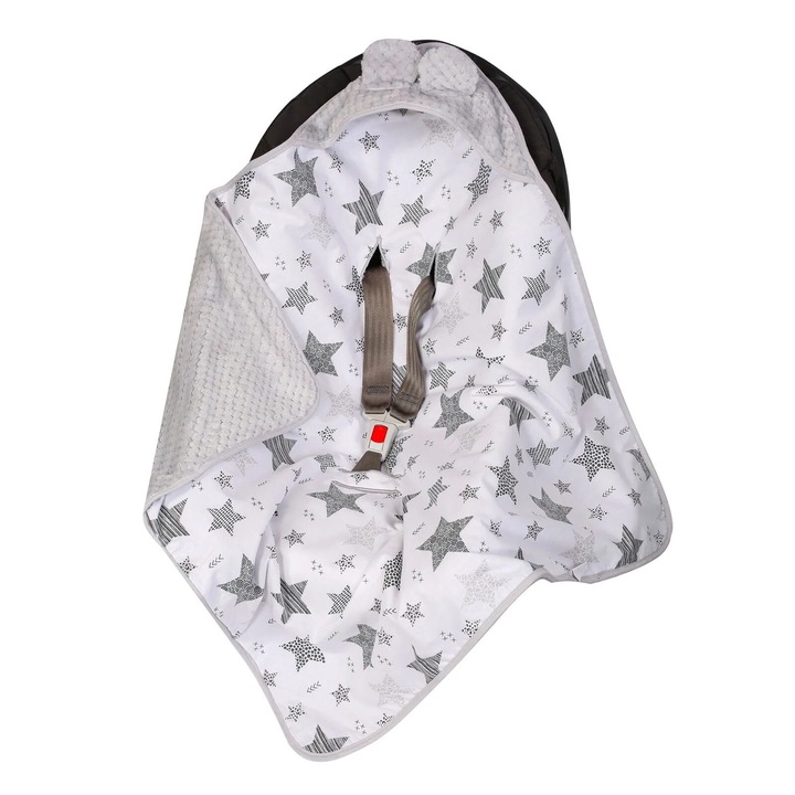 Babatakaró, UVIE, pamut, 80 x 80 cm, szürke/fehér