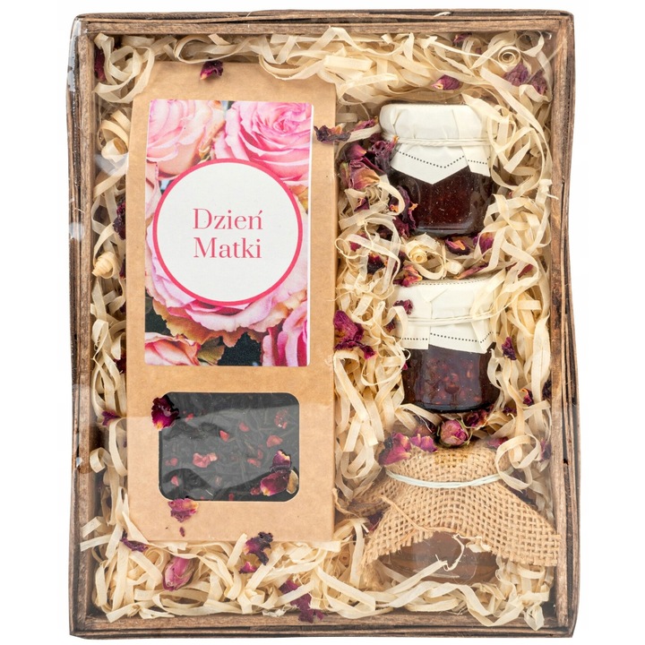 Set cadou cu ceai si dulciuri, Green Touch, 22x18x8cm