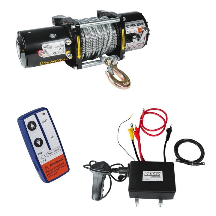 Elektromos csörlő 12V, 2722kg, 2,76 kW, Ø7,2mm 24m