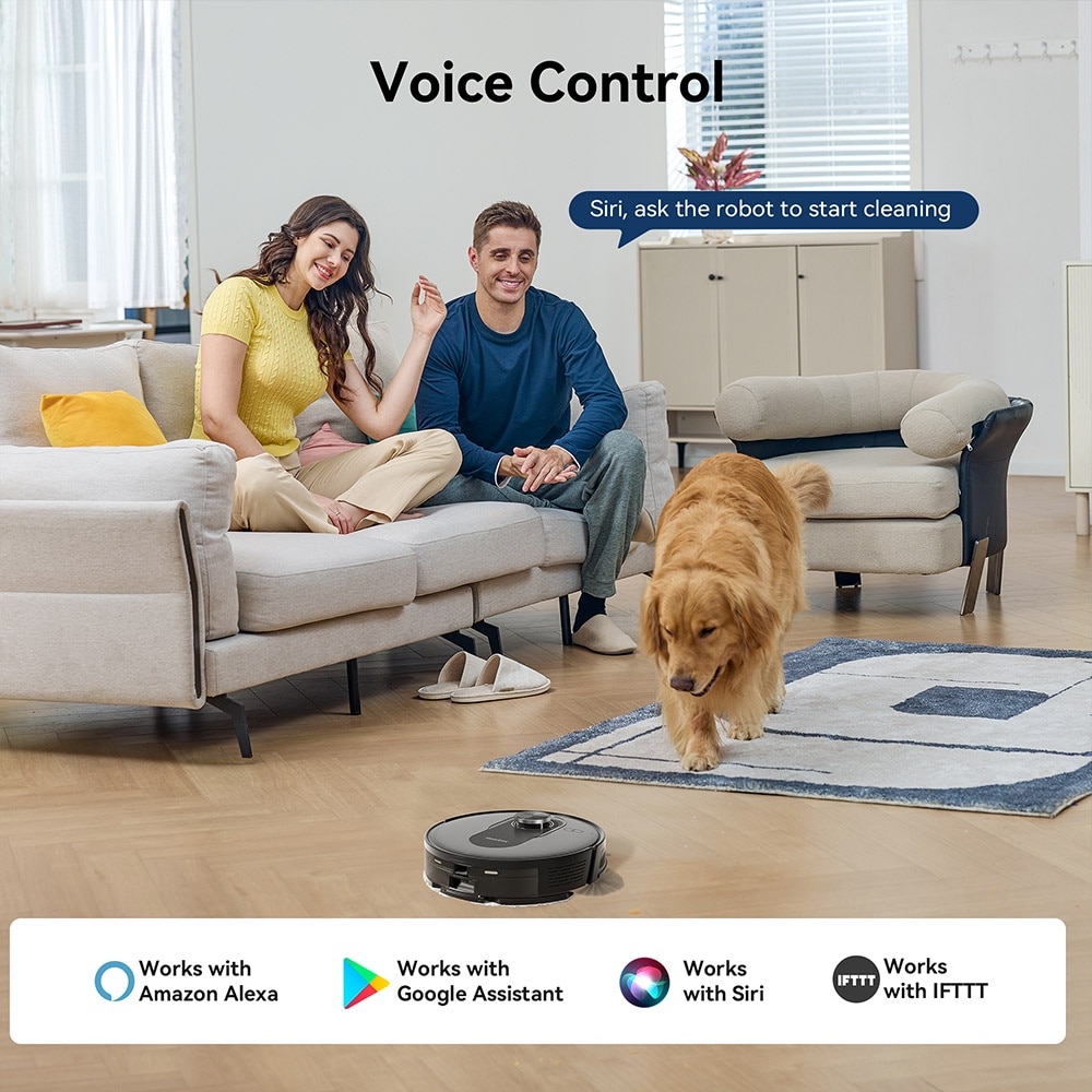 Aspirator robot Proscenic Q8, 2 in 1 cu mop, statie de auto-golire, putere de aspiratie 4200Pa, 200min autonomie, navigare Smart 360 LiDAR, control prin aplicatie, negru