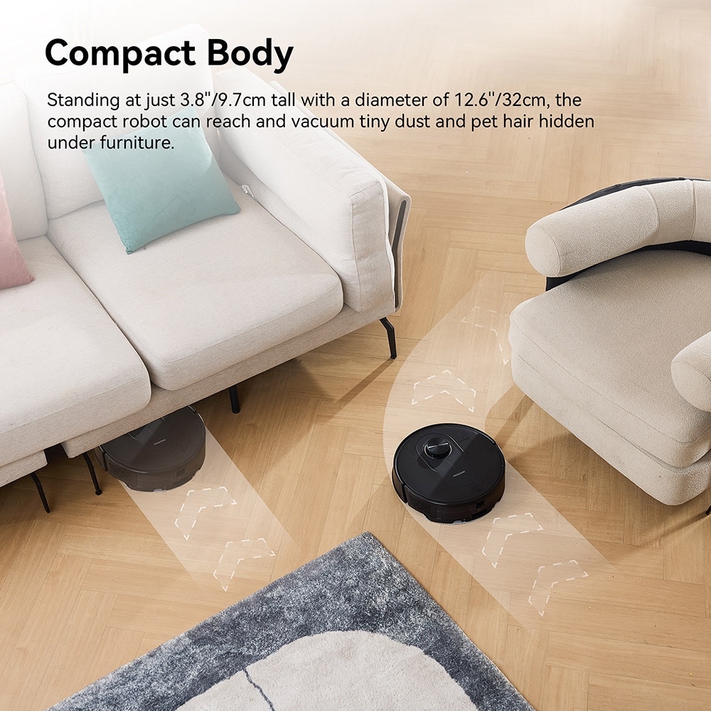 Aspirator robot Proscenic Q8, 2 in 1 cu mop, statie de auto-golire, putere de aspiratie 4200Pa, 200min autonomie, navigare Smart 360 LiDAR, control prin aplicatie, negru