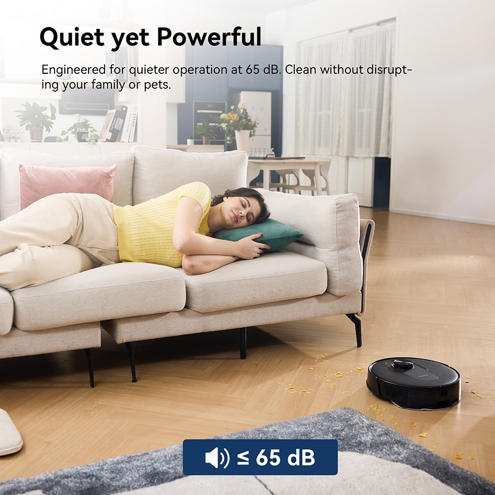 Aspirator robot Proscenic Q8, 2 in 1 cu mop, statie de auto-golire, putere de aspiratie 4200Pa, 200min autonomie, navigare Smart 360 LiDAR, control prin aplicatie, negru