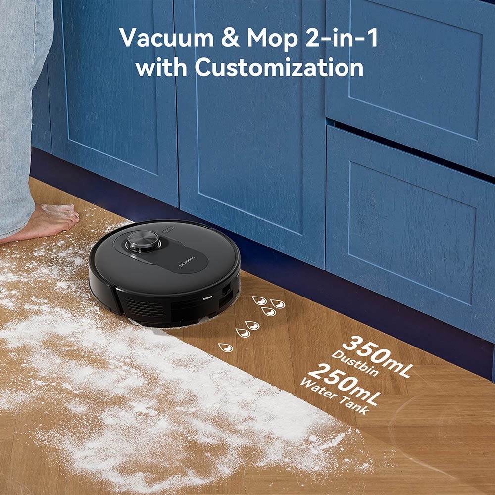 Aspirator robot Proscenic Q8, 2 in 1 cu mop, statie de auto-golire, putere de aspiratie 4200Pa, 200min autonomie, navigare Smart 360 LiDAR, control prin aplicatie, negru