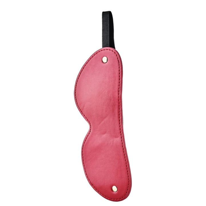 Masca bondage Dreamtoys Blaze Elite, Rosu, piele artificiala cu detalii aurii si curea elastica ajustabila