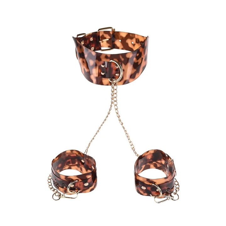 Zgarda bondage Sportsheets Amber Animal, Animal, lant detasabil, cu catarame ajustabile