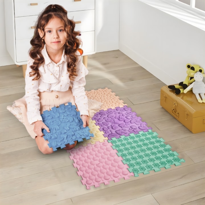 Covoras senzorial, Ortek, Puzzle, 6 elemente de puzzle Pastel