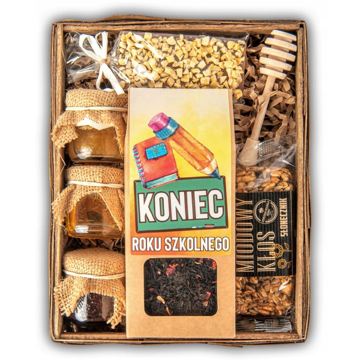 Cos cadou pentru profesori, Green Touch, ceai, dulceturi, 22x18x10cm