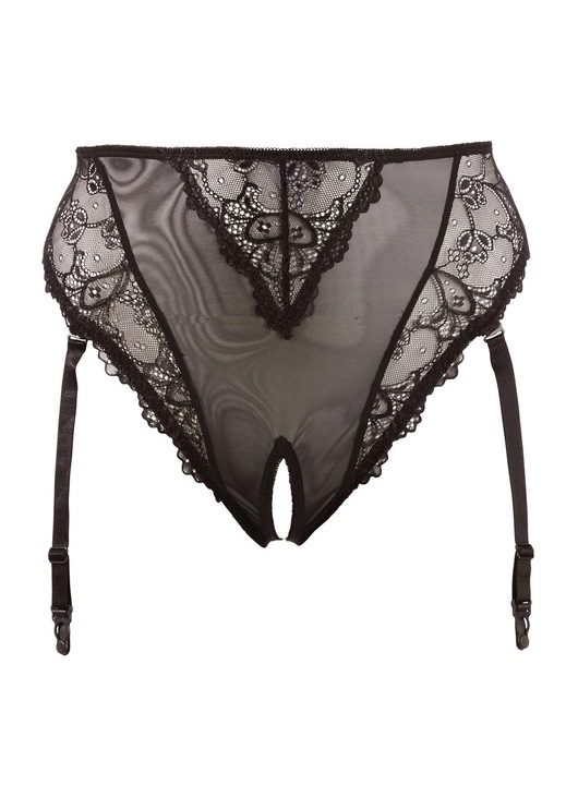 Cottelli bugyi, fekete, virágos csipke, állítható pántok, powernet, 4XL INTL
