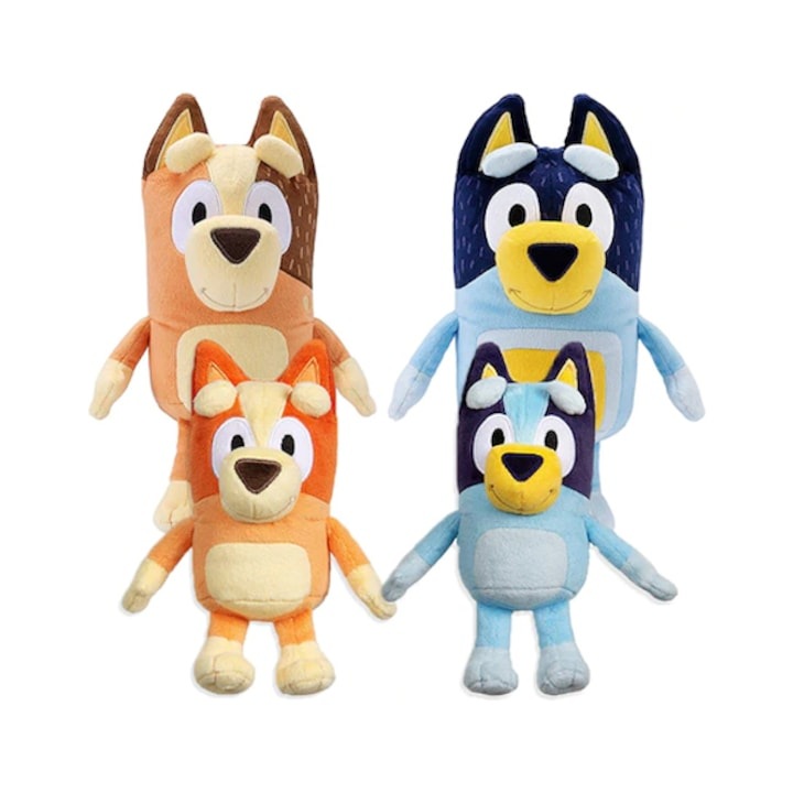 Set 4 jucării din plus, Aymax, Bluey și Bingo, multicolor, 25 cm