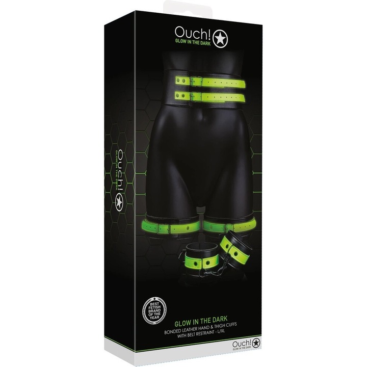 Set centuri pentru coapse si talie, Ouch!, fluorescente, L/XL