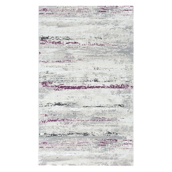 Covor modern si elegant Rose, 36556B, gri/lila, cu dungi, 80 x 150 cm