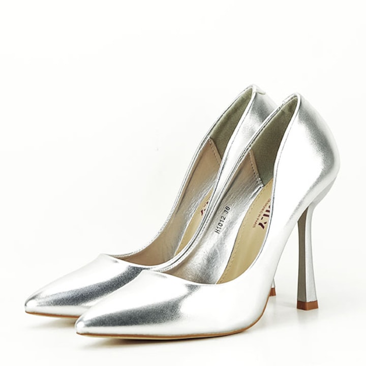 Сребърни обувки с удобен ток H1012 11391, Сребрист