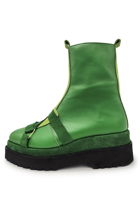 unudoitrei, Ghete de piele cu garnituri de piele intoarsa, Verde lime, 37