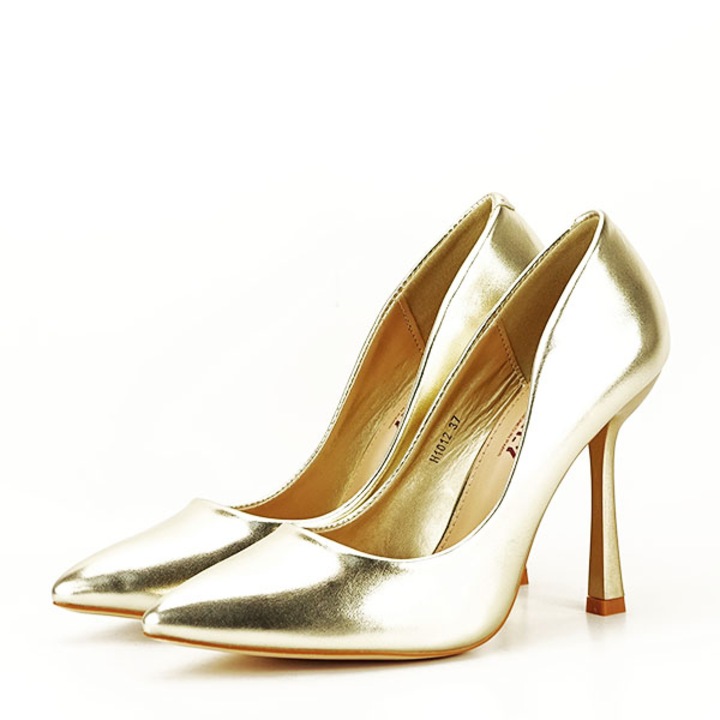 Pantofi aurii cu toc comod H1012 Auriu 39 EU