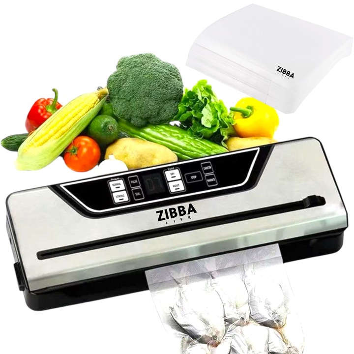 Aparat Vidat Alimente, 31 cm Bara de Lipire, Zibba Life™ Profesional cu Putere de Absorbtie 70 KPA, Banda de Taiere Role, 10 Pungi Incluse
