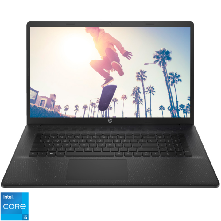 Лаптоп HP 17-cn3004nq, Intel® Core™ i5-1334U, 17.3'', Full HD, IPS, 16GB DDR4 RAM, 1TB SSD, Intel® Iris® Xe, Free DOS, Black