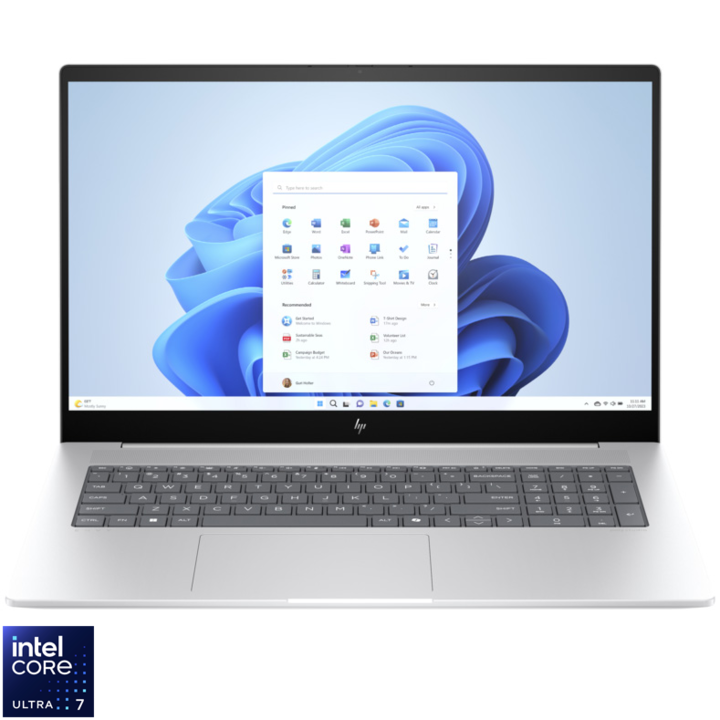 Лаптоп HP ENVY 17-da0018nn, Intel® Core™ Ultra 7 155H, 17.3'', Full HD, IPS, 32GB DDR5 RAM, 2TB SSD, Intel® Arc Graphics, Windows 11 Home, Silver