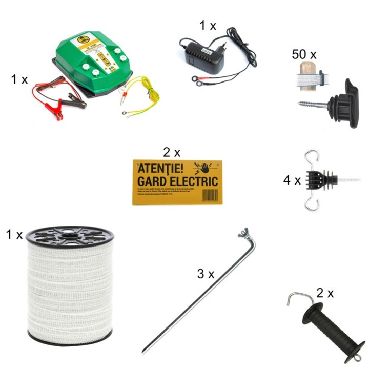 Pachet gard electric 200 m pentru cabaline si ovine, 230V/12V, 3.2 Joule