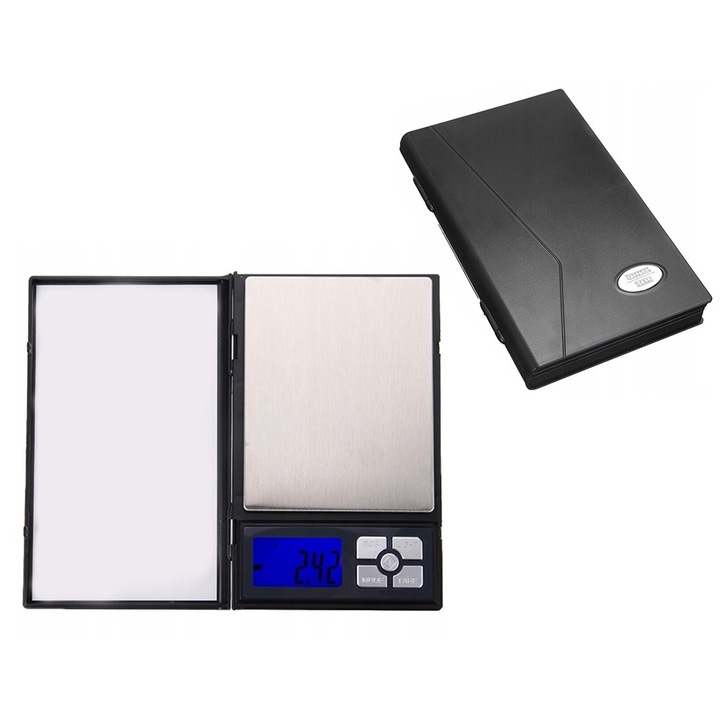 Cantar electronic de buzunar, bijutier, pana la 500 de grame, functioneaza cu baterie, display LCD de pana la cinci cifre, iluminare albastra de fundal, precizie de pana la 0,01 g, functie tara, oprire automata, argintiu-negru, HDWR, wagPRO-A500GD