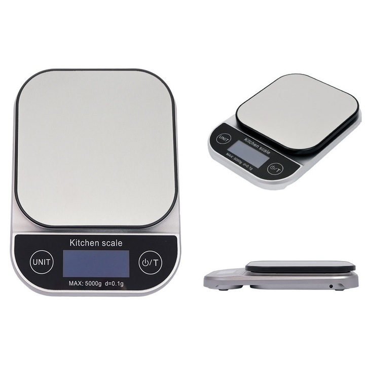 Cantar de bucatarie, sarcina maxima de pana la 5 kg, precizie de cantarire de pana la 0, 1 g, alimentat cu baterie - 2xAAA, cantar greu, conversie unitati, oprire automata, indicator de baterie scazuta, uz casnic, HDWR wagPRO-K5B