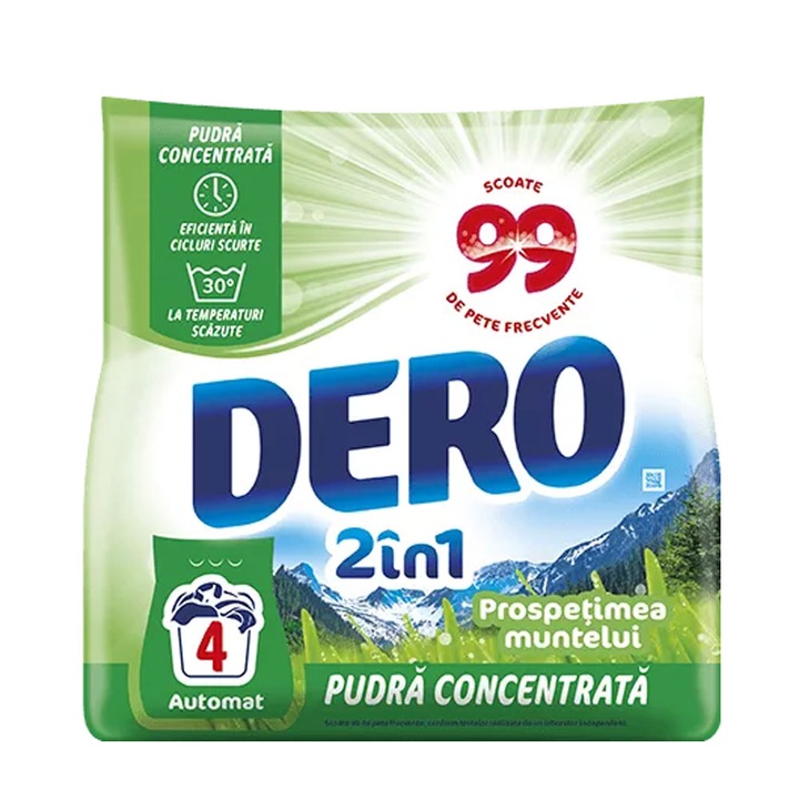 Detergent de rufe automat Dero 2 in 1 Prospetimea Muntelui 4 spalari 300g