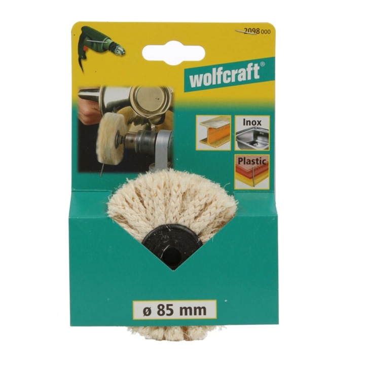 Perie sisal, pentru lustruire inox / plastic, Wolfcraft 2098000, 85 x 20 mm