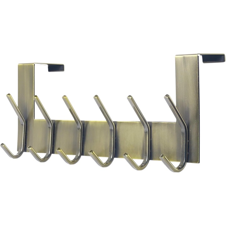 Set 2 cuiere pentru haine, 6 carlige, 39 cm, bronz