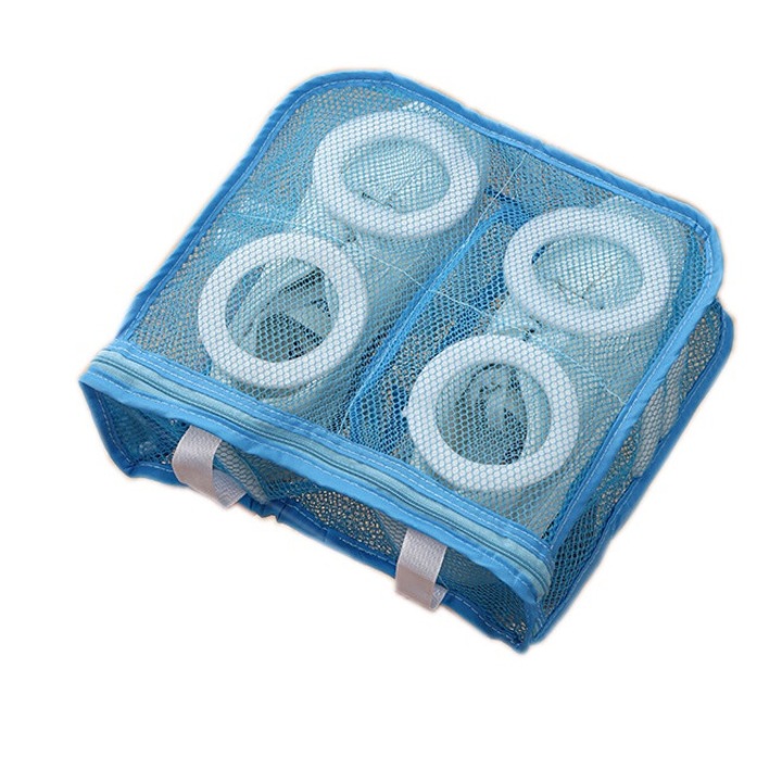 Sac de spalat pantofi, capac de protectie a pantofilor de masina de spalat, organizator, material plasa, albastru