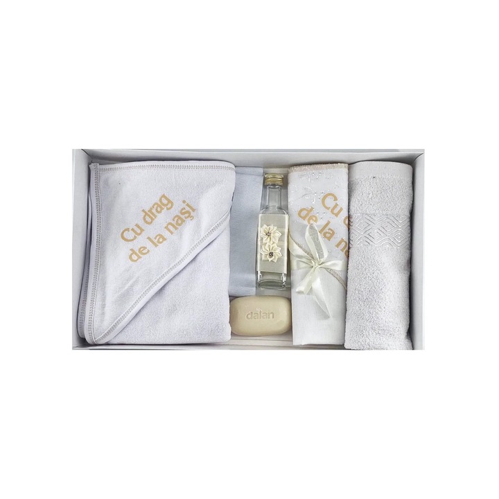 Комплект за кръщене от 5 части, IOHO, бежов, памук, 0 мес