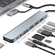 HOPE R хъб USB-C мултипортов, 8 в 1, 2 броя USB 3.0 тип A, 2 броя USB2.0 тип A, 1 брой USB3.0 тип C, четец на SD/TF карти, 3,5 мм аудио жак