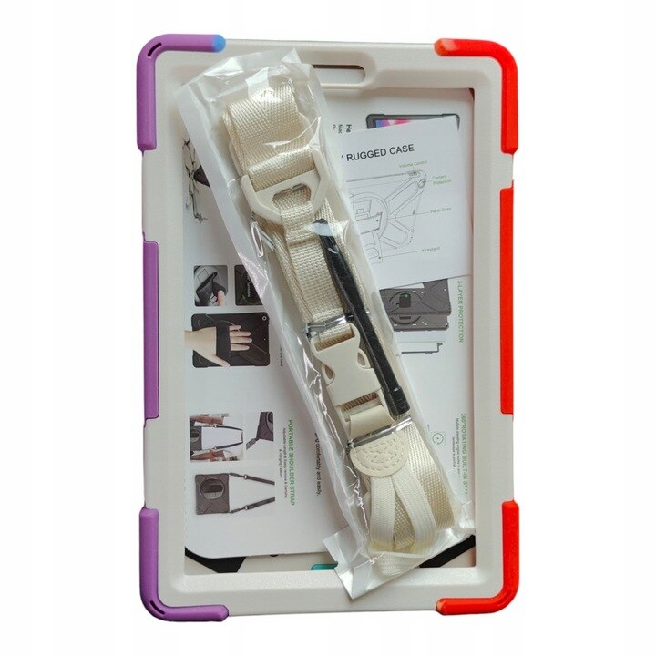 Husa tableta, pentru iPad Mini 5/Mini 4 8.9inch, 3 straturi, suport rotativ, curea reglabila, multicolor