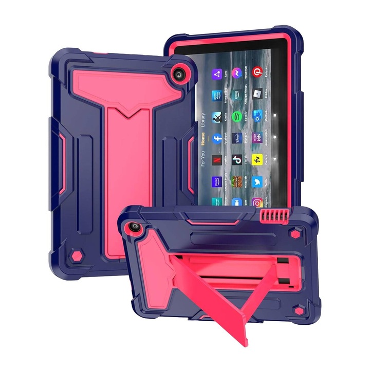 Táblagép tok, rózsaszín/kék, 10,5 hüvelykes, állvánnyal, Samsung Galaxy Tab A8-hoz