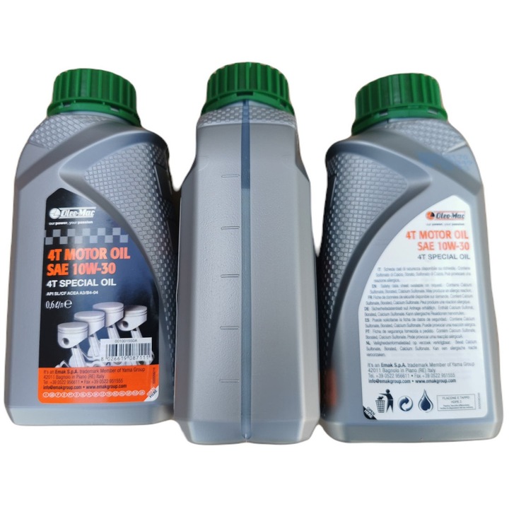 Ulei pentru motoare 4T Oleo-Mac 10W30, 0,6L, pentru cositori, tractoare, agregate, SAE 30