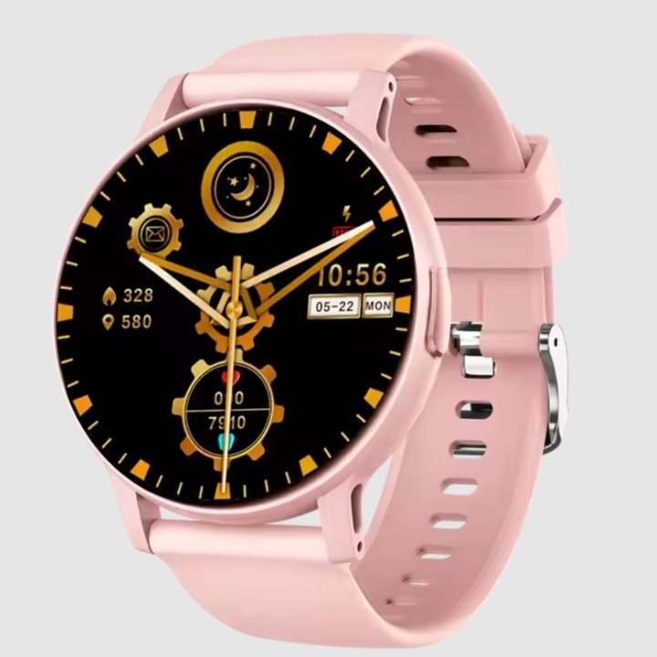 Smartwatch Vlamia, Apeluri, Microfon, Difuzor, Monitorizare Activitati Fizice, Rezistent la apa, Fast Charge, Roz