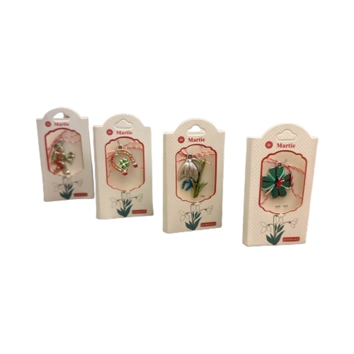 Tradicionális Martisor szett, tavaszi, többszínű, 4 db