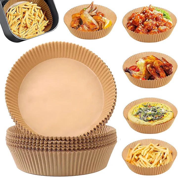 Set 50 Hartii de Copt pentru Air Fryer, Termorezistent, 160 x 45 mm, Rotund