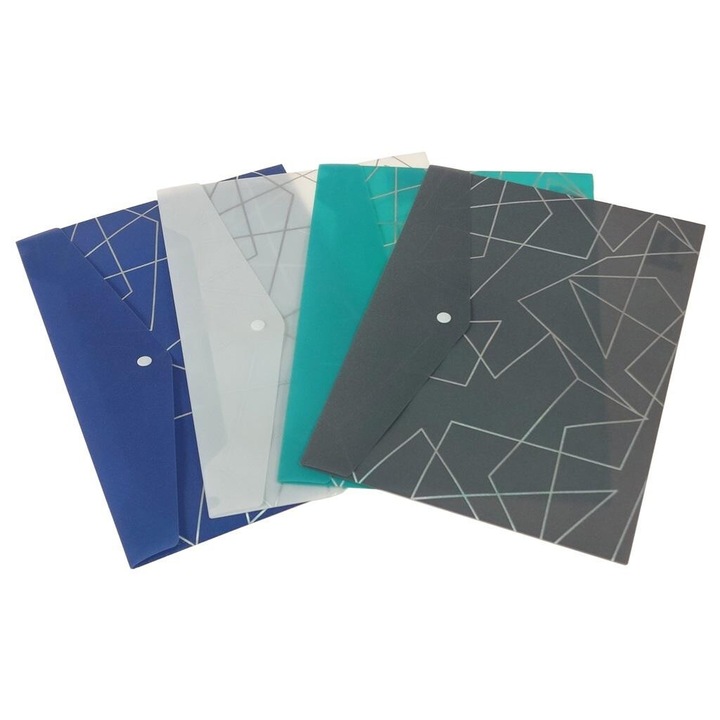 Mape A4 plastic, ADAR, set 12 bucati, 370x347mm, transparent