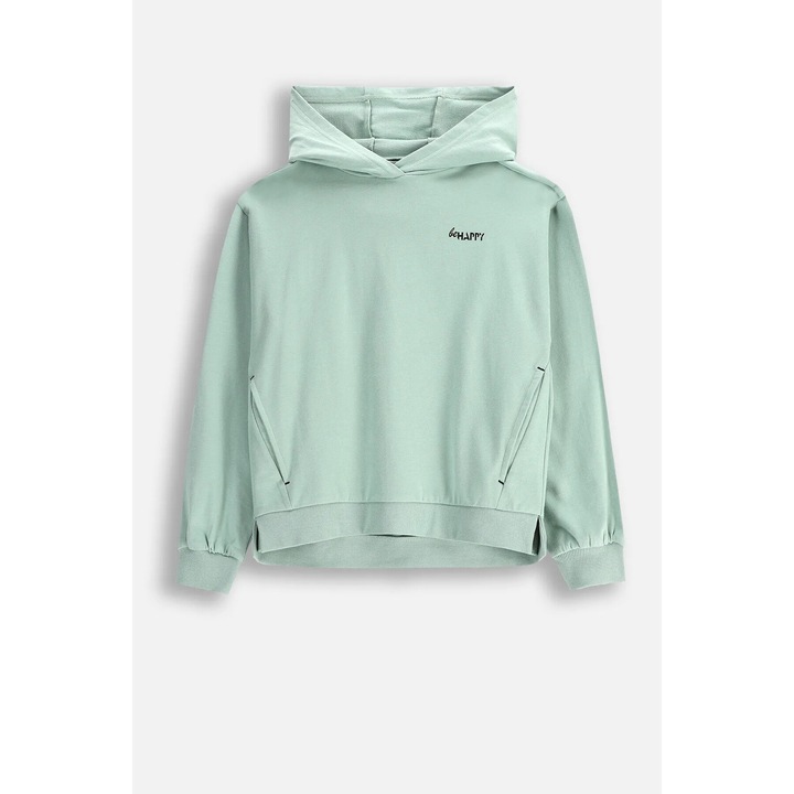 Суитшърт Coccodrillo за момичета, зелен, памучен