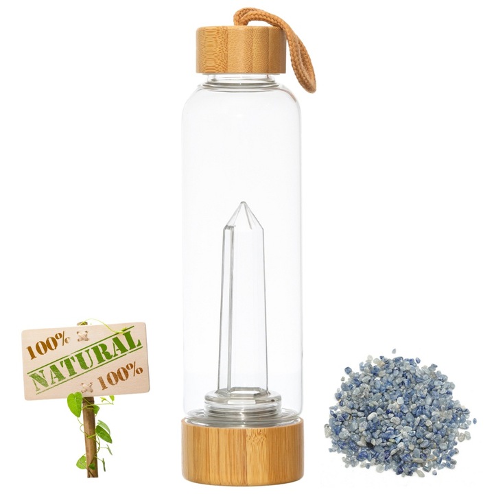 Бутилка XTERRA с естествени кристали Ангелит за енергизиране на водата, 550 мл