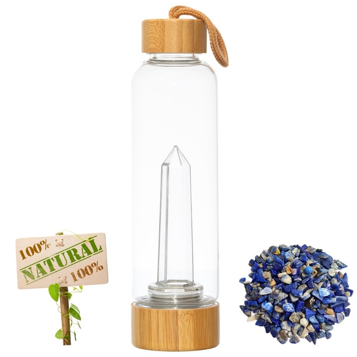 Бутилка XTERRA с естествени кристали лапис лазули за енергизиране на водата, 550 мл