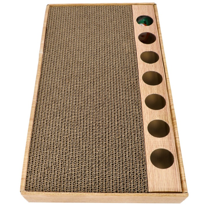 Placa de zgariat pentru pisici, Jumi, carton/lemn, 48x25x5,5cm, maro