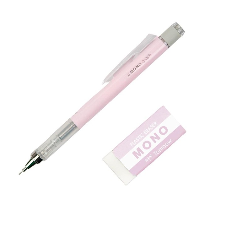 Механичен молив, Tombow, 0.5 мм, 51 x 190 мм, розов/сребрист